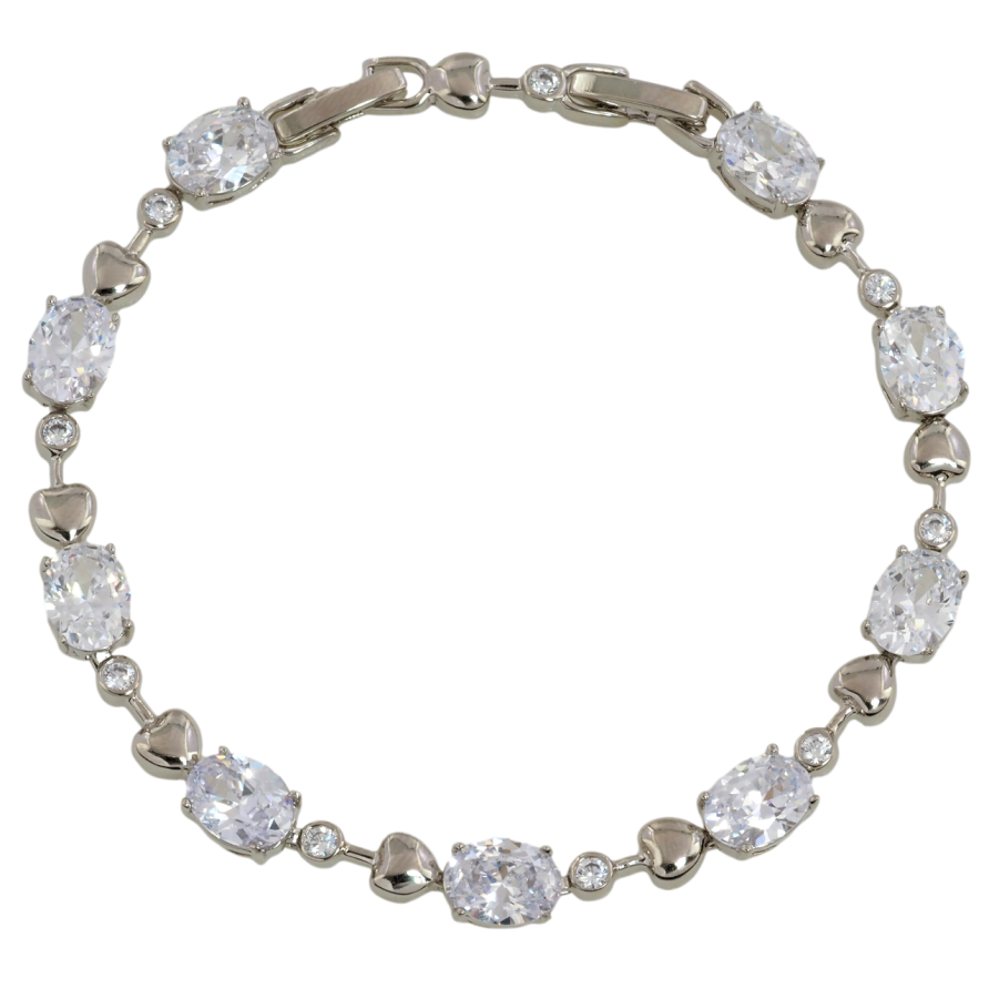 Браслет Xuping Родій «Фіаніти з сердечками» розмір з доп. замком 17.5,19.5см х 3-6мм фото №1