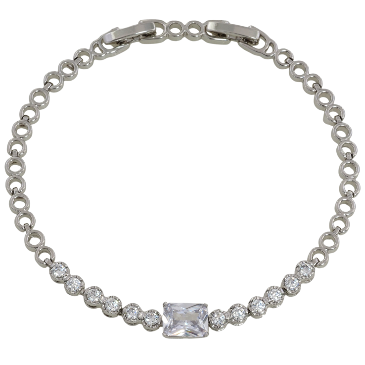 Браслет Xuping Родий Дорожка фианитов размер с доп. замком 17,19см х 4мм фото №12