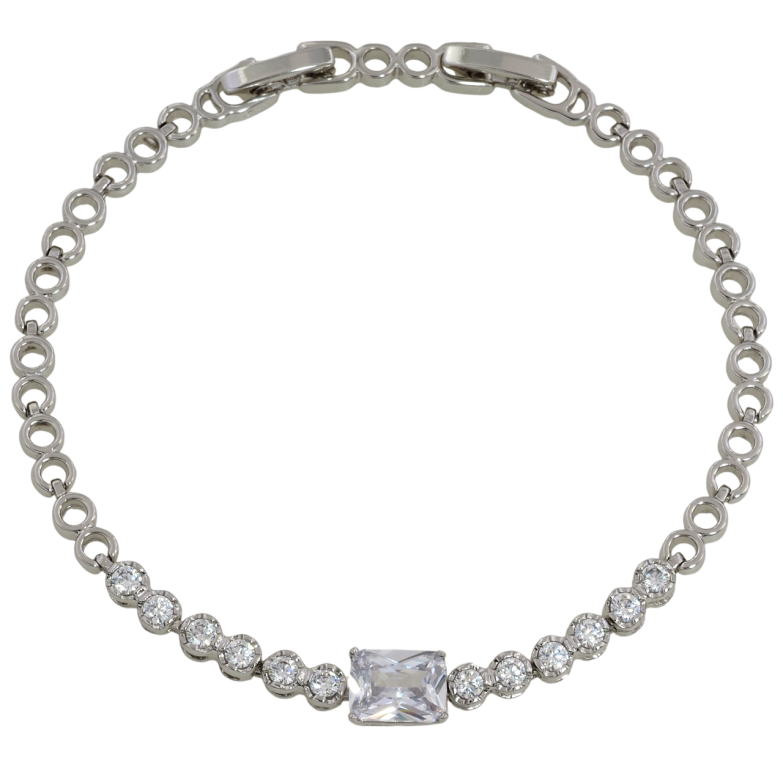 Браслет Xuping Родий Дорожка фианитов размер с доп. замком 17,19см х 4мм фото №1