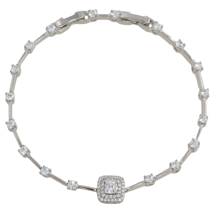 Браслет Xuping Родий Узор с цирконием размер с доп. замком 17.5,19.5см х 1мм фото №14