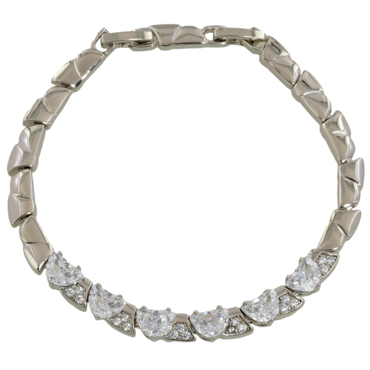 Браслет Xuping Родий Узор с кристальными сердечками размер с доп. замком 17.5,19.5см х 5мм фото №15