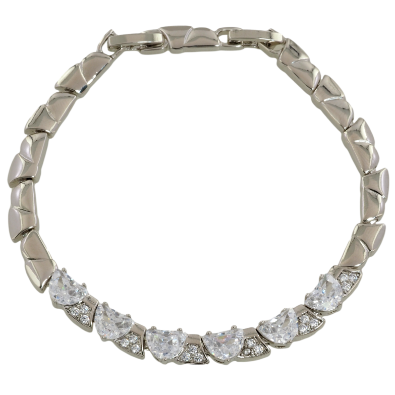 Браслет Xuping Родій «Візерунок з кришталевими сердечками» розмір з доп. замком 17.5,19.5см х 5мм фото №1