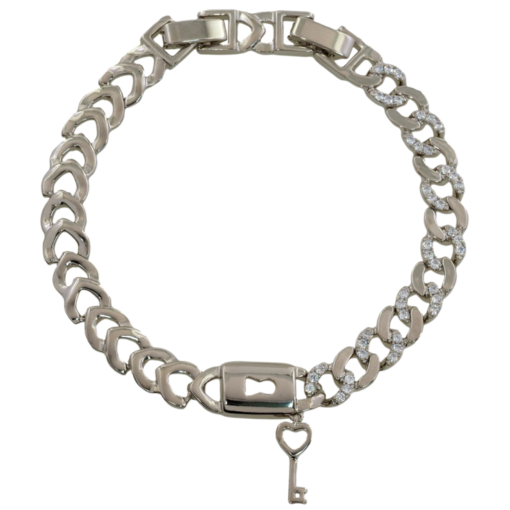 Браслет Xuping Родий Замочек с ключиком размер с доп. замком 17.5,19.5см х 7мм фото №10