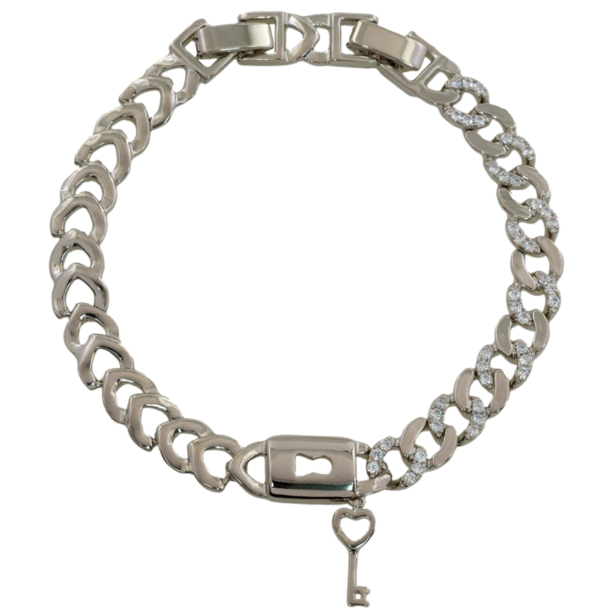 Браслет Xuping Родий Замочек с ключиком размер с доп. замком 17.5,19.5см х 7мм фото №1