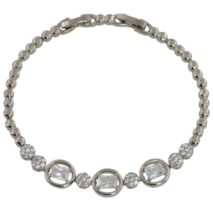 Браслет Xuping Родий Узор с инкрустацией цирконием размер с доп. замком 17.5,19.5см х 3мм фото №17