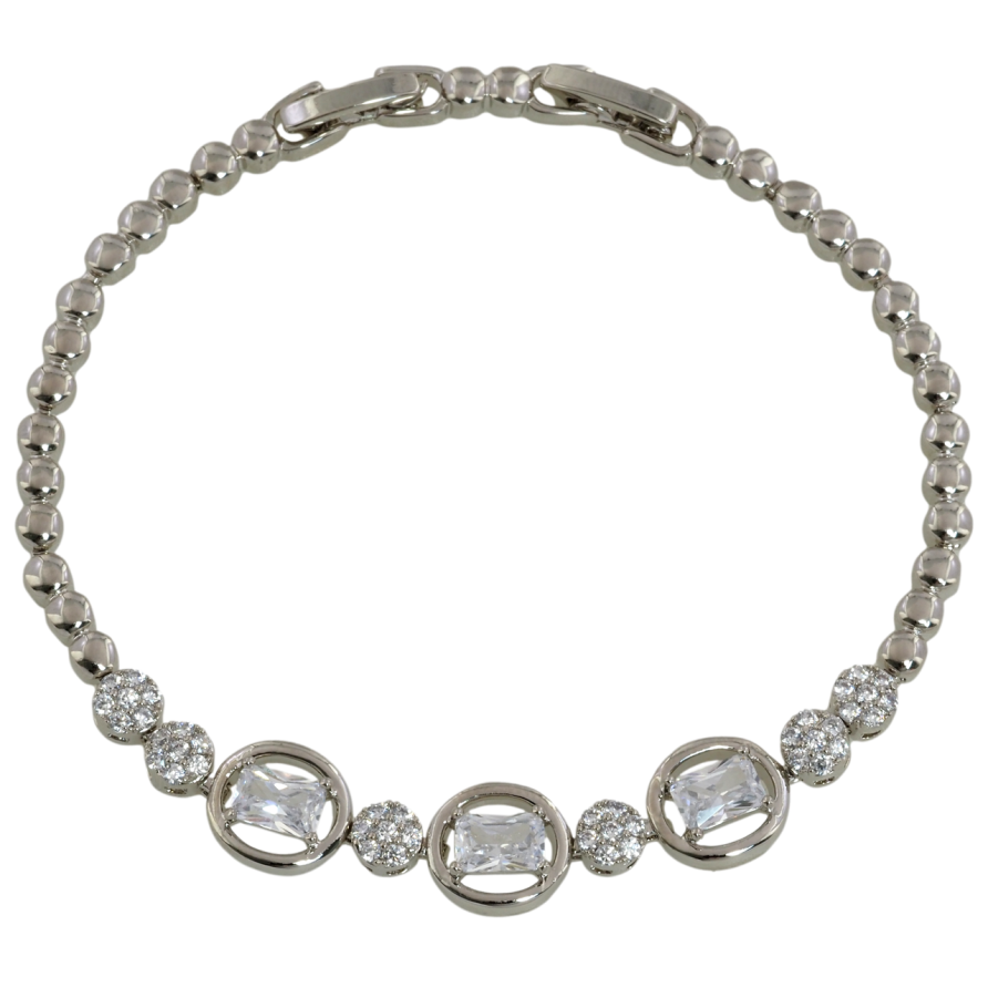 Браслет Xuping Родий Узор с инкрустацией цирконием размер с доп. замком 17.5,19.5см х 3мм фото №1