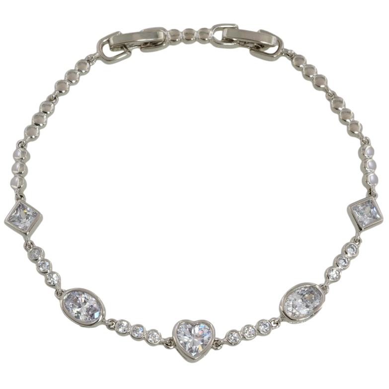 Браслет Xuping Родий Декоративный узор с цирконием размер с доп. замком 17.5,19.5см х 3мм фото №1