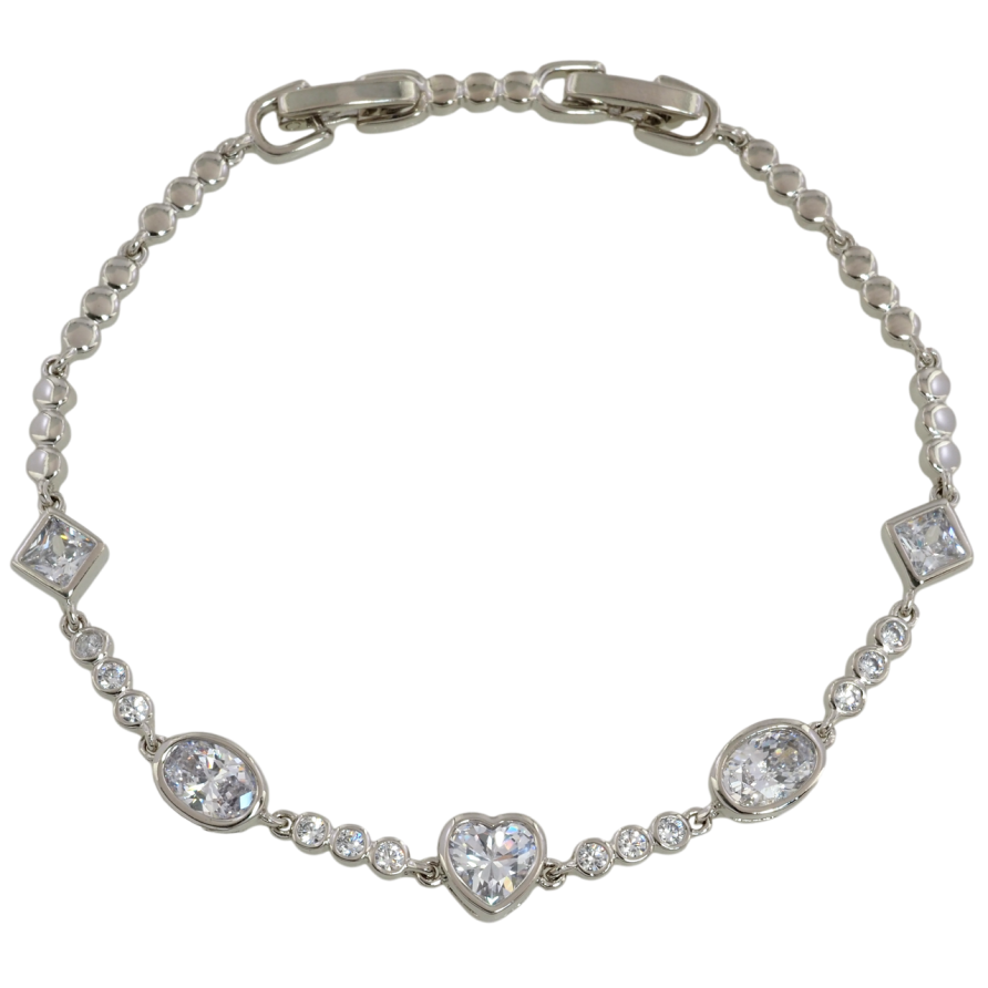 Браслет Xuping Родий Декоративный узор с цирконием размер с доп. замком 17.5,19.5см х 3мм фото №1