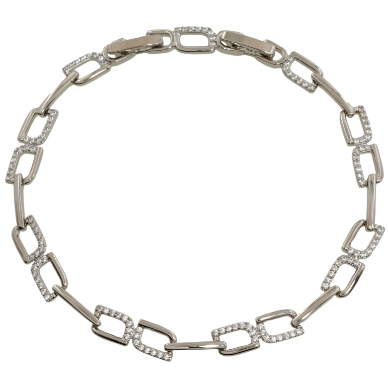 Браслет Xuping Родий Декоративный узор с цирконием размер с доп. замком 17.5,19.5см х 5.5мм фото №1