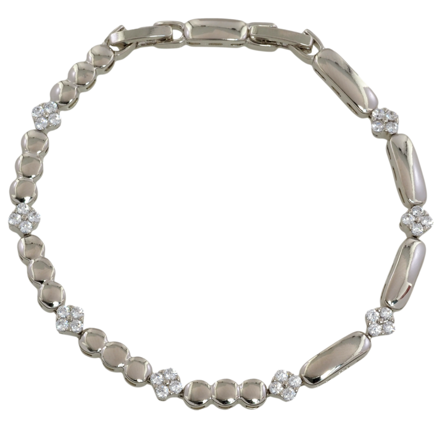 Браслет Xuping Родий Декоративный узор с цирконием размер с доп. замком 17.5,19.5см х 4мм фото №1