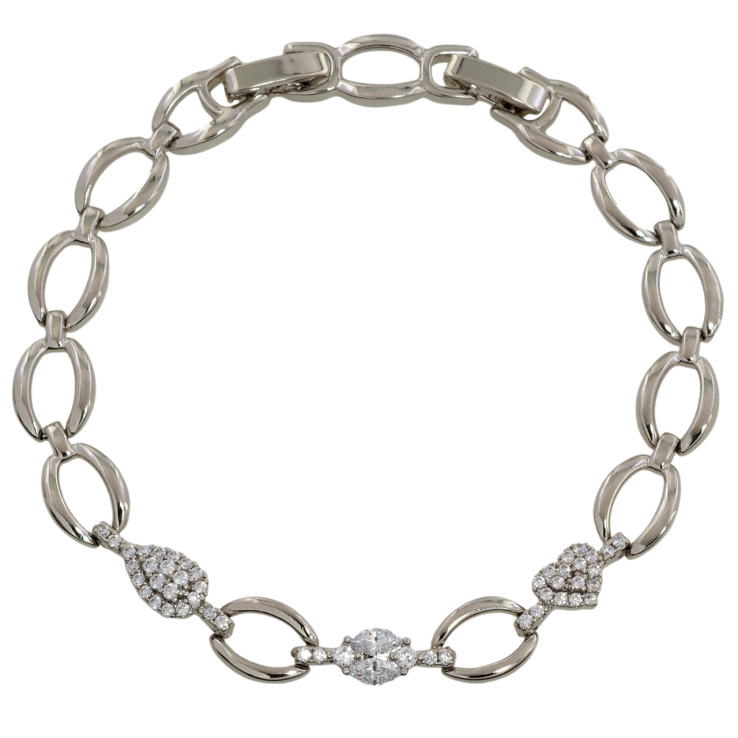 Браслет Xuping Родий Декоративный узор с цирконием размер с доп. замком 17.5,19.5см х 8мм фото №14