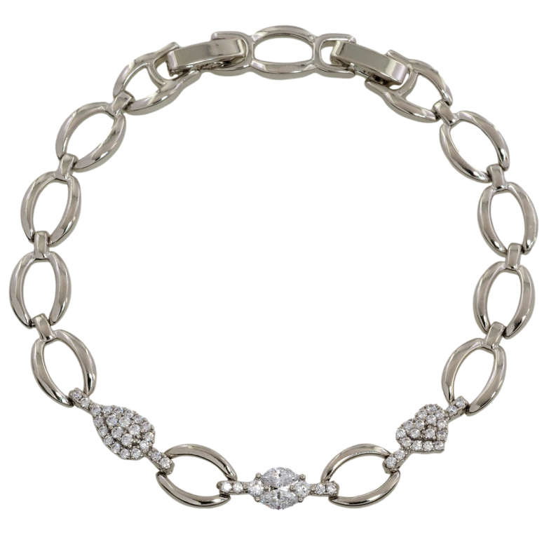 Браслет Xuping Родій «Декоративний візерунок з цирконієм» розмір з доп. замком 17.5,19.5см х 8мм фото №1