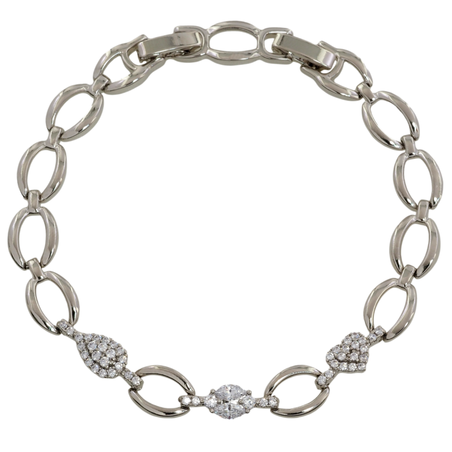 Браслет Xuping Родий Декоративный узор с цирконием размер с доп. замком 17.5,19.5см х 8мм фото №1