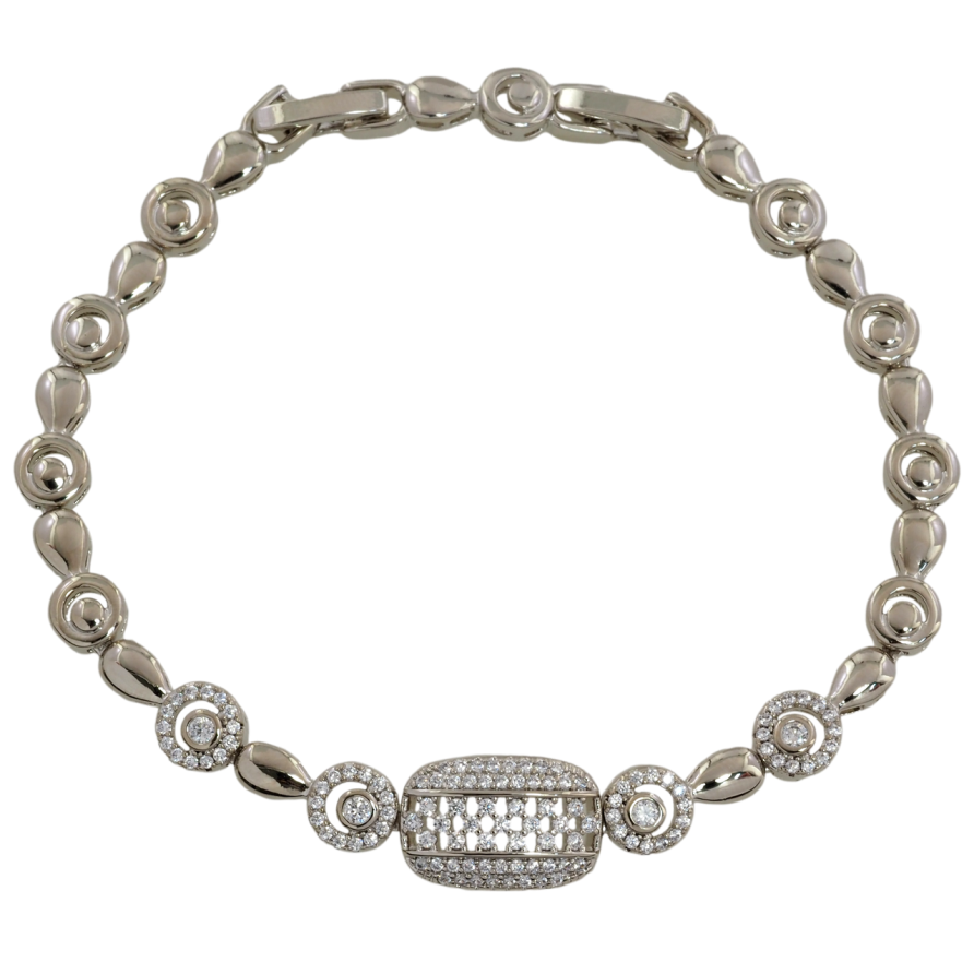 Браслет Xuping Родий Узор с инкрустацией цирконием размер с доп. замком 17.5,19.5см х 4-5мм фото №1