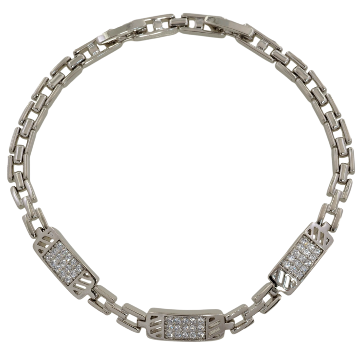 Браслет Xuping Родий Браслетный узор с вставками размер с доп. замком 17.5,19.5см х 4мм фото №23