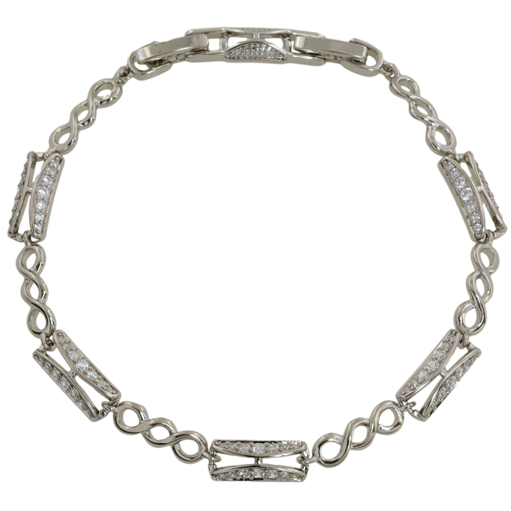 Браслет Xuping Родий Декоративный узор с цирконием размер с доп. замком 17,19см х 4-5мм фото №18