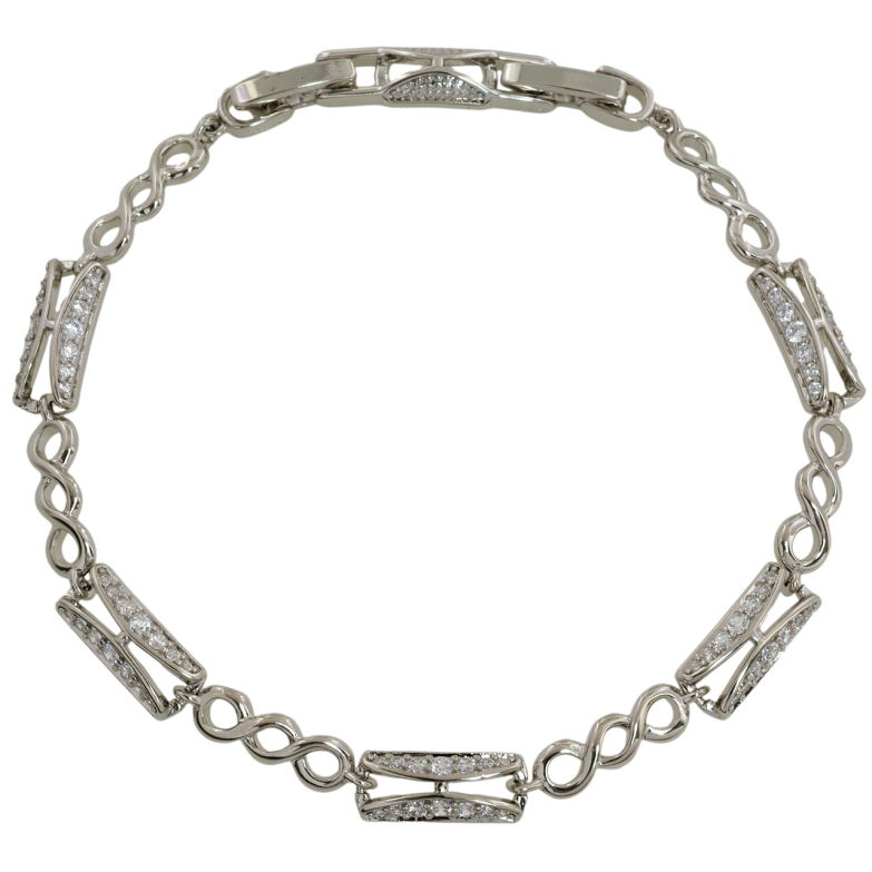 Браслет Xuping Родий Декоративный узор с цирконием размер с доп. замком 17,19см х 4-5мм фото №1