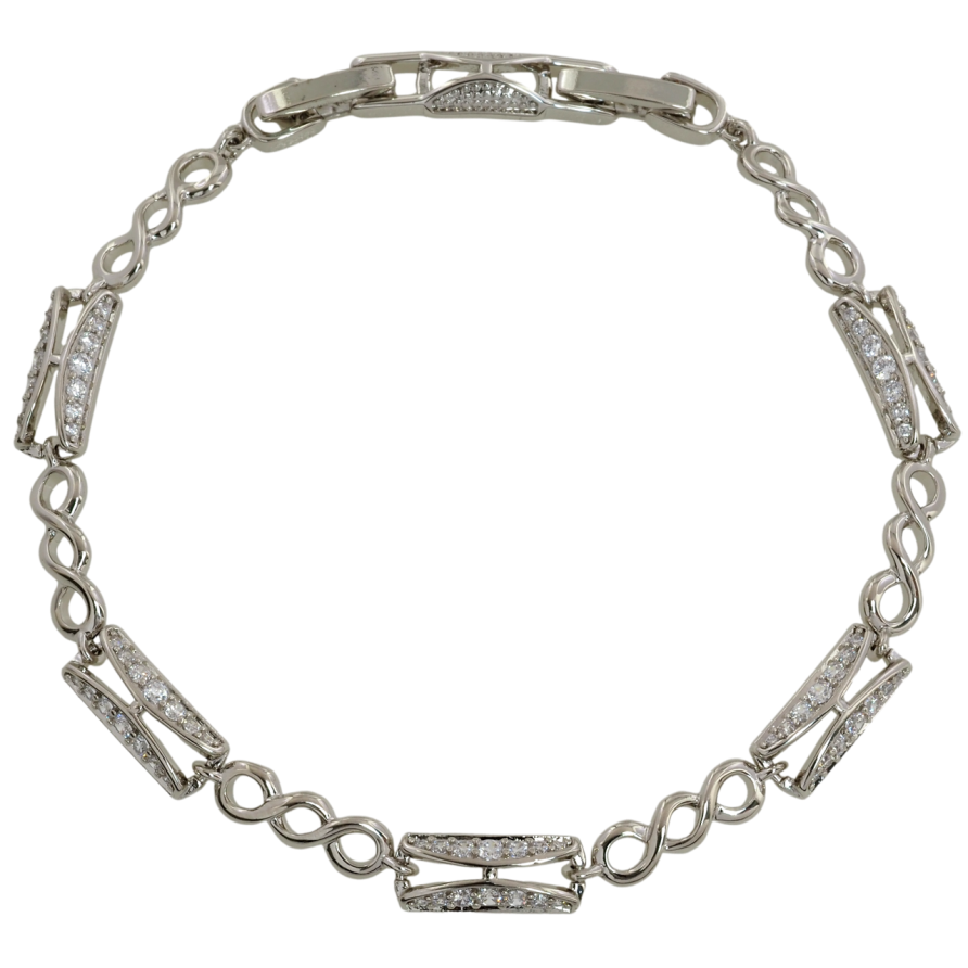 Браслет Xuping Родий Декоративный узор с цирконием размер с доп. замком 17,19см х 4-5мм фото №1