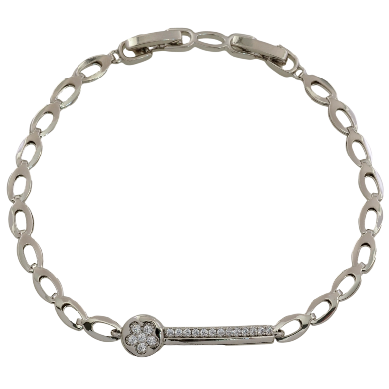 Браслет Xuping Родий Вставка с цирконием размер с доп. замком 17,19см х 4мм фото №1