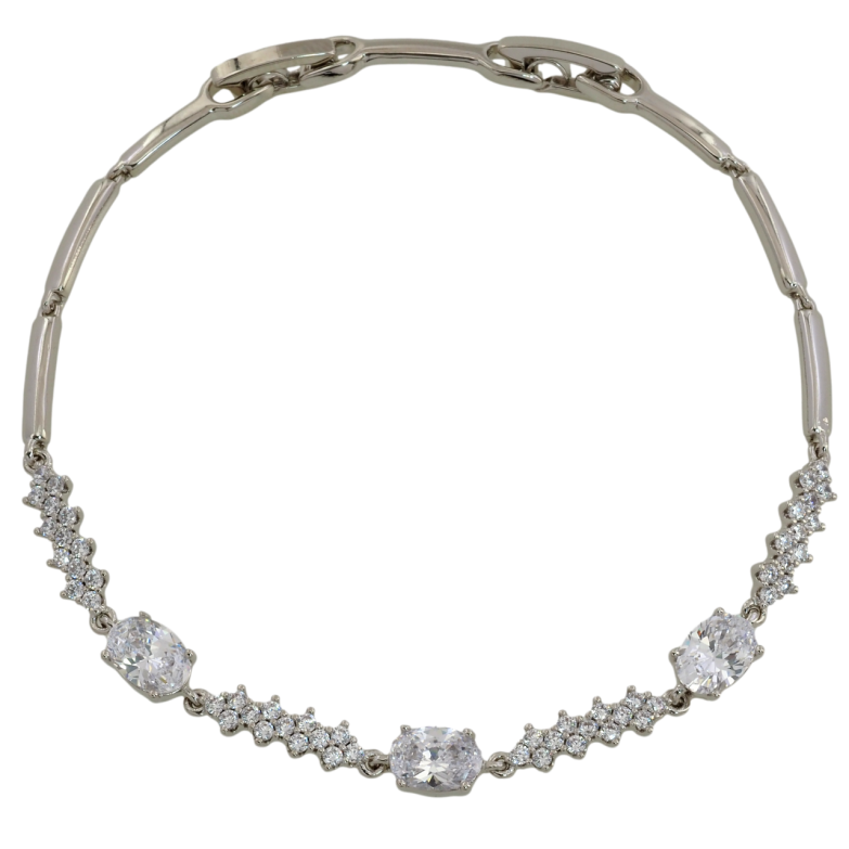 Браслет Xuping Родій «Візерунок з цирконієм» розмір з доп. замком 17.5,19.5см х 2мм фото №1