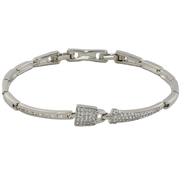 Браслет Xuping Родий Замочек с инкрустацией цирконием размер с доп. замком 17,19см х 3мм фото №11