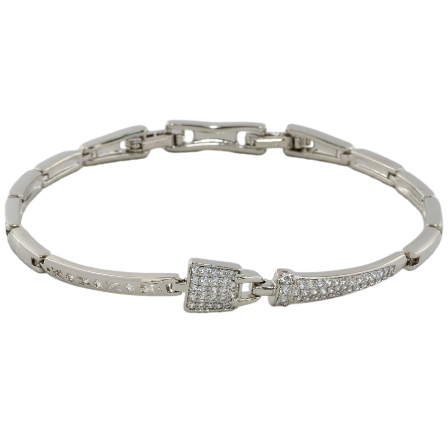 Браслет Xuping Родий Замочек с инкрустацией цирконием размер с доп. замком 17,19см х 3мм фото №1