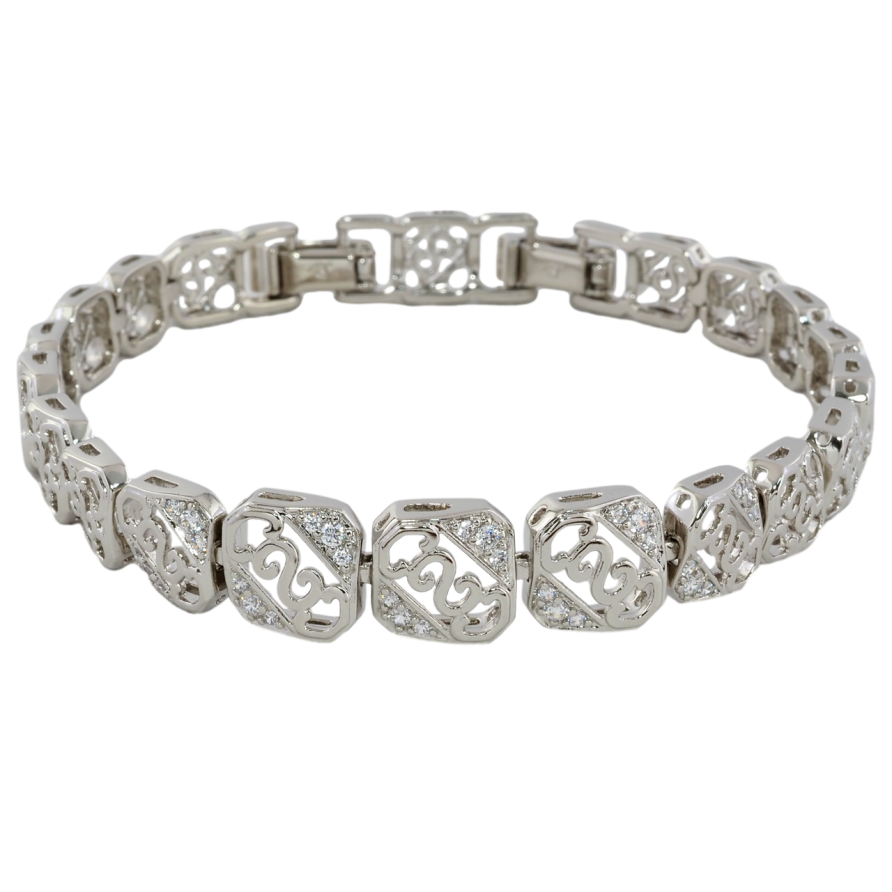 Браслет Xuping Родій «Різьблений візерунок з цирконієм» розмір з доп. замком 17.5,19.5см х 7-10мм фото №1