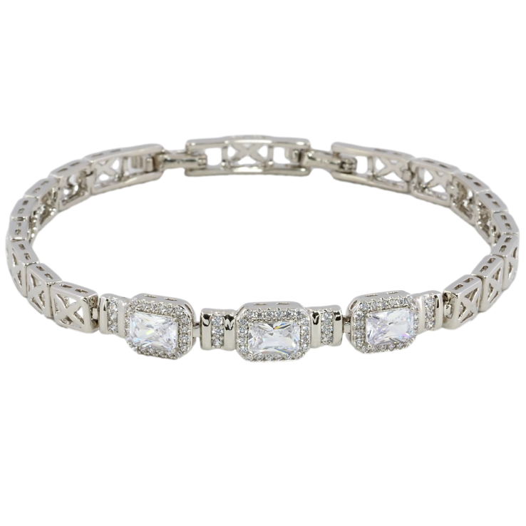 Браслет Xuping Родий Кристальный блеск размер с доп. замком 17.5,19.5см х 5мм фото №3