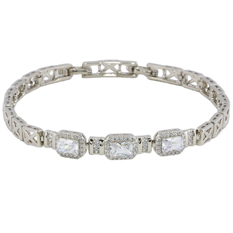 Браслет Xuping Родий Кристальный блеск размер с доп. замком 17.5,19.5см х 5мм фото №1