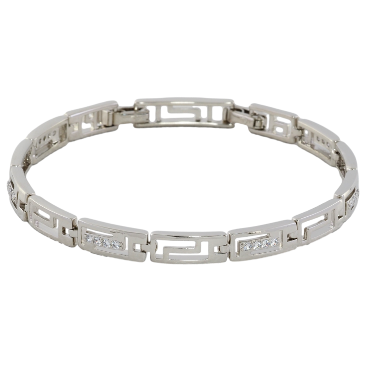 Браслет Xuping Родий Греческий узор с цирконием размер с доп. замком 17.5,19.5см х 5мм фото №21