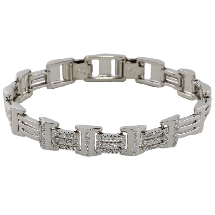 Браслет Xuping Родий Узор с цирконием размер с доп. замком 17.5,19см х 6-9мм фото №11