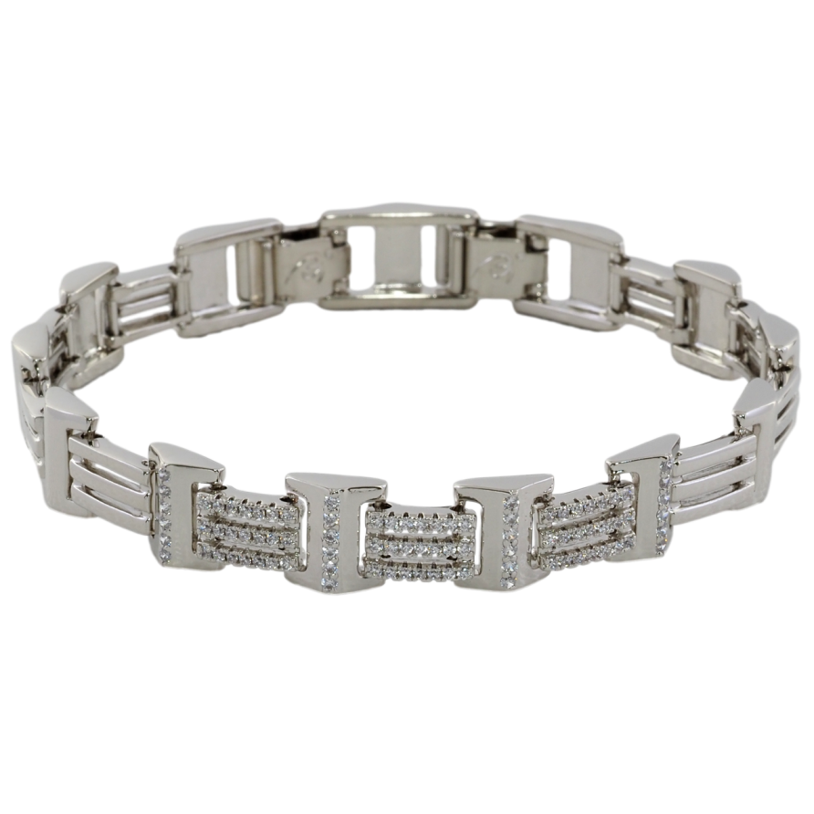 Браслет Xuping Родий Узор с цирконием размер с доп. замком 17.5,19см х 6-9мм фото №1