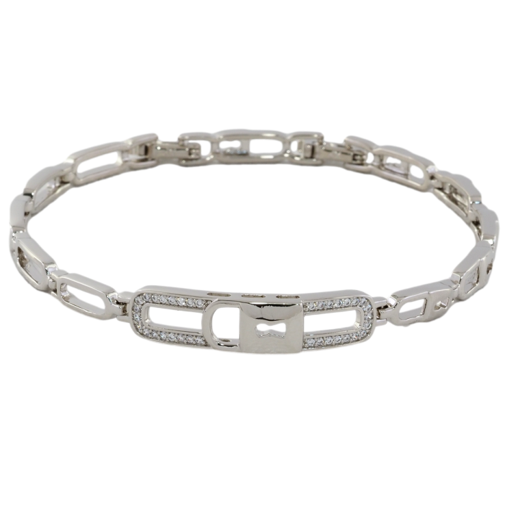 Браслет Xuping Родий Узор замочек с цирконием размер с доп. замком 17.5,19.5см х 5мм фото №18