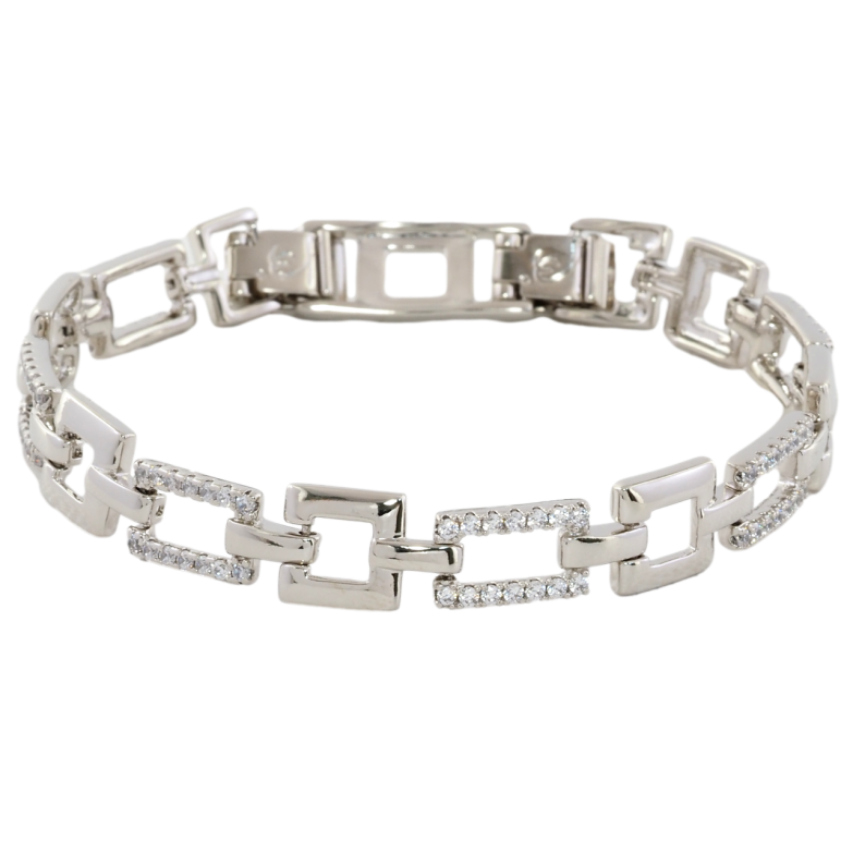 Браслет Xuping Родий Узор с цирконием размер с доп. замком 17,19см х 8-9мм фото №2