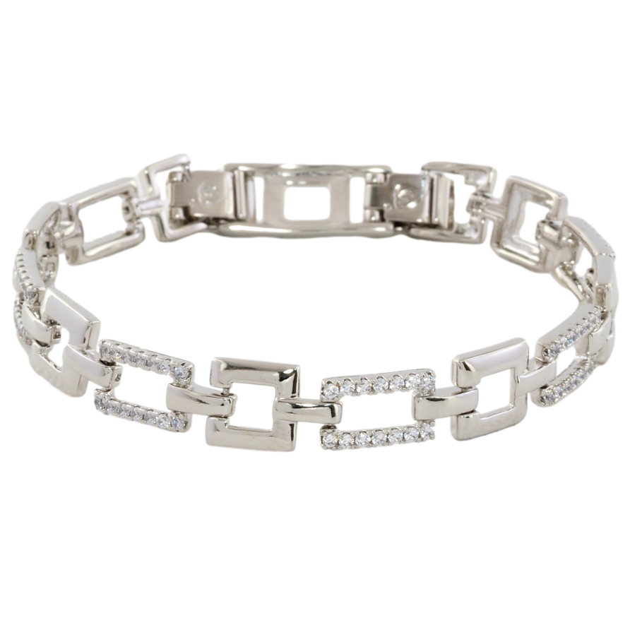 Браслет Xuping Родій «Візерунок з цирконієм» розмір з доп. замком 17,19см х 8-9мм фото №1