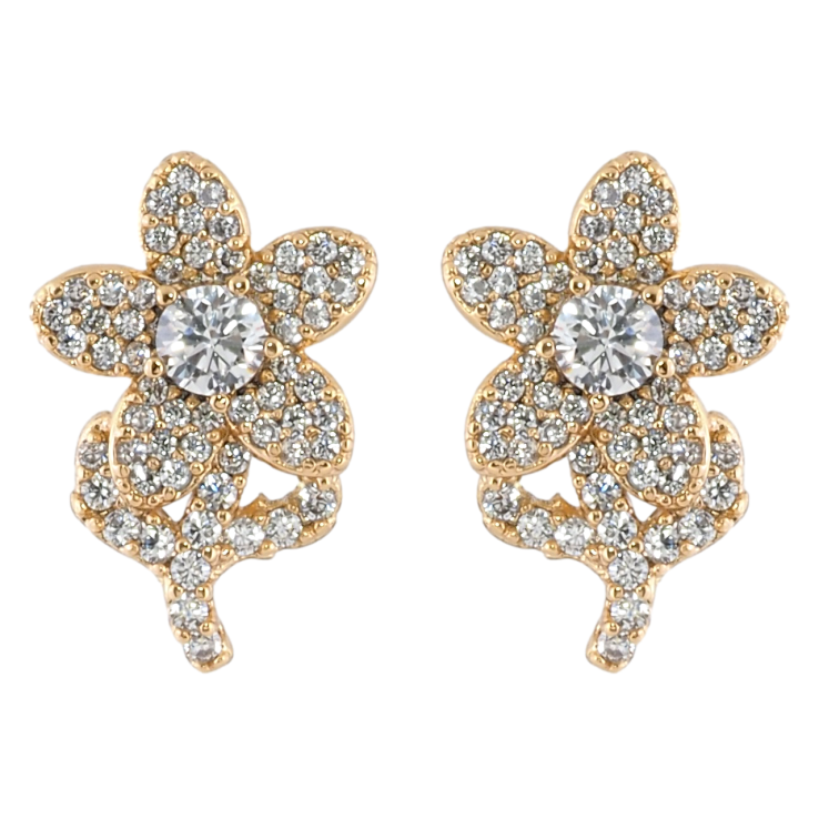 Сережки Xuping Позолота 18K пусети «Квіточки з інкрустацією цирконієм» фото №7 Сережки Xuping Позолота 18K пусети «Квіточки з інкрустацією цирконієм» фото №7