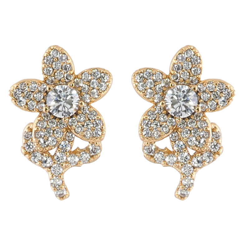 Серьги Xuping Позолота 18K пусеты Цветочки с инкрустацией цирконием фото №1 Серьги Xuping Позолота 18K пусеты Цветочки с инкрустацией цирконием фото №1