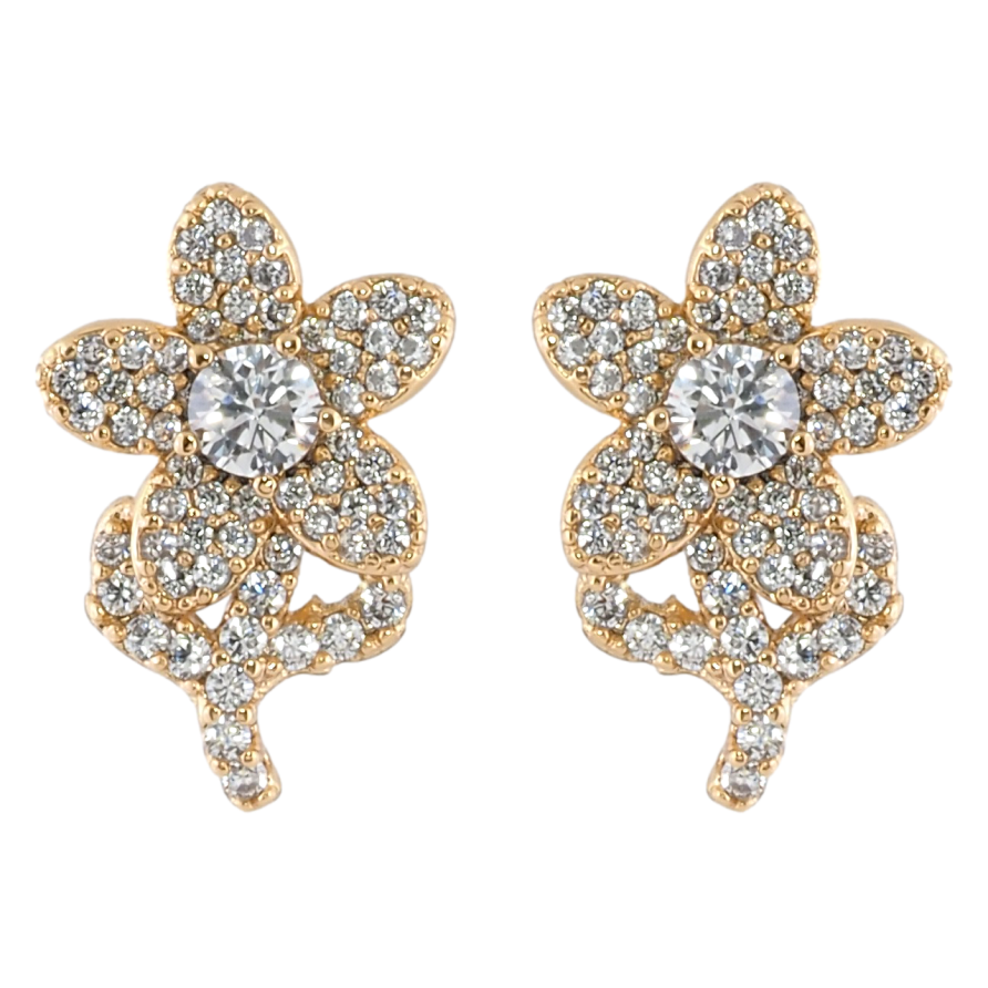 Сережки Xuping Позолота 18K пусети «Квіточки з інкрустацією цирконієм» фото №1
