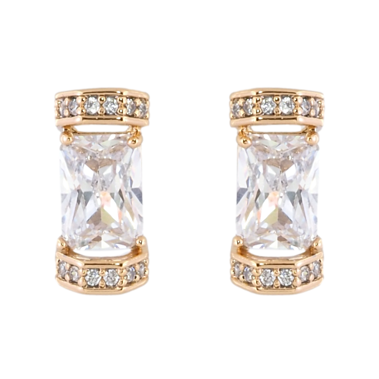 Сережки Xuping Позолота 18K пусети «Фіаніти в оправі з цирконієм» фото №3 Сережки Xuping Позолота 18K пусети «Фіаніти в оправі з цирконієм» фото №3