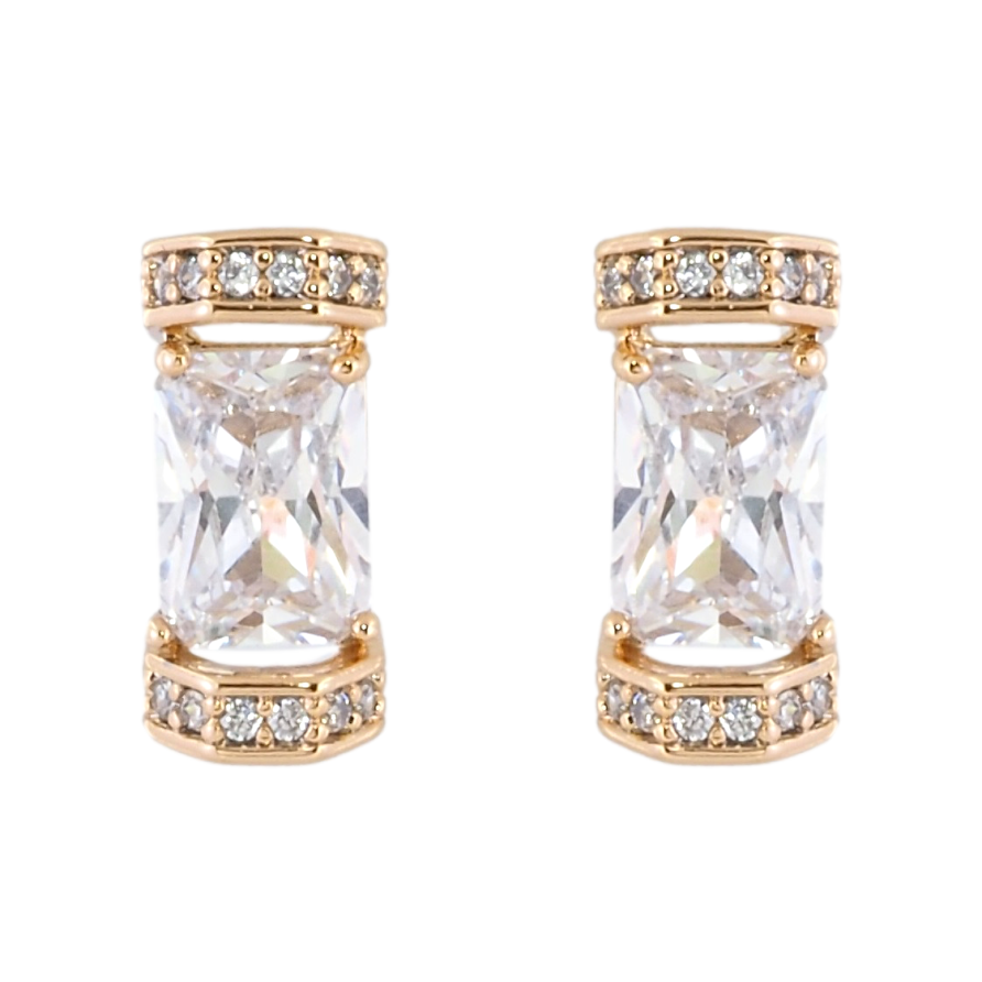 Сережки Xuping Позолота 18K пусети «Фіаніти в оправі з цирконієм» фото №1