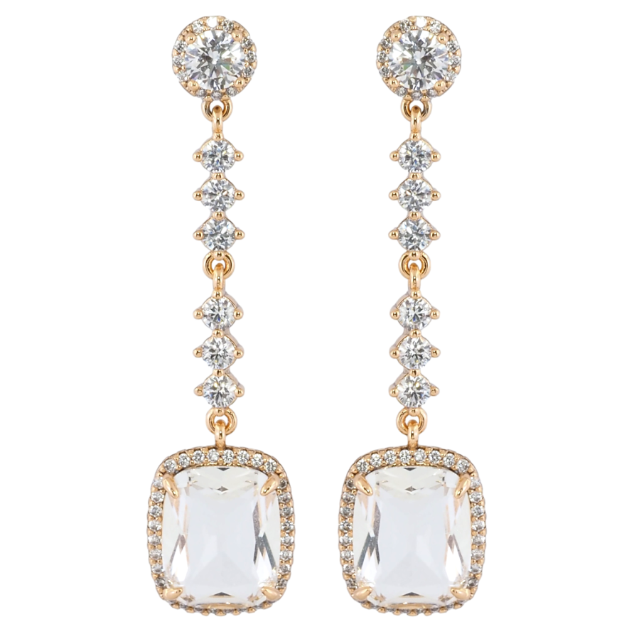 Сережки Xuping Позолота 18K пусети «Елегантні підвіски з цирконієм і фіанітами» фото №1