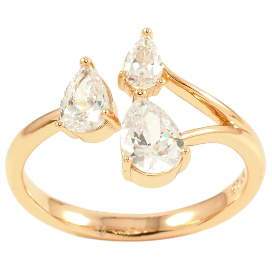 Каблучка Xuping Позолота 18K «Кришталеві крапельки» фото №1