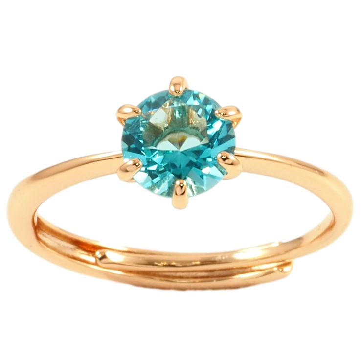 Кольцо Xuping Позолота 18K Голубой фианит, ø 6мм фото №2