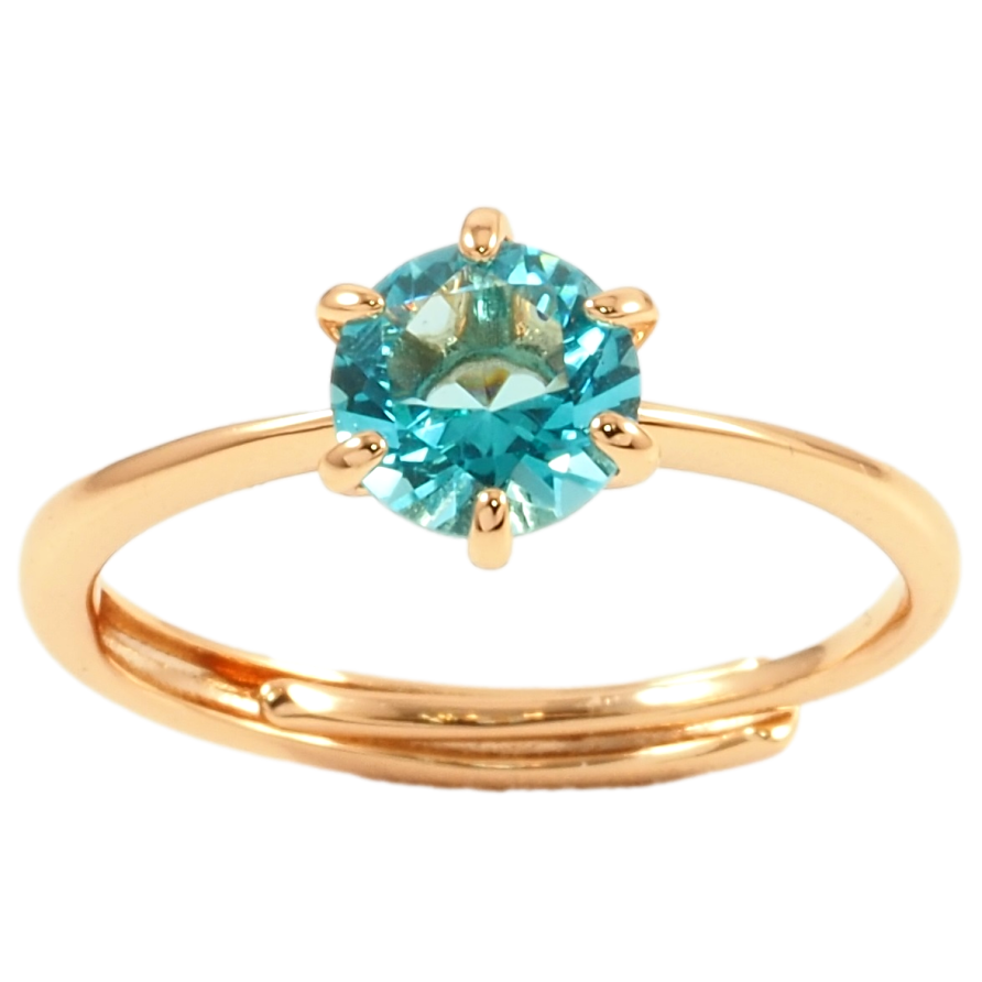 Кольцо Xuping Позолота 18K Голубой фианит, ø 6мм фото №1