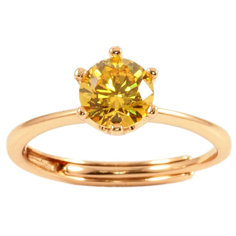 Каблучка Xuping Позолота 18K «Лимонний фіаніт, ø 6мм» фото №1