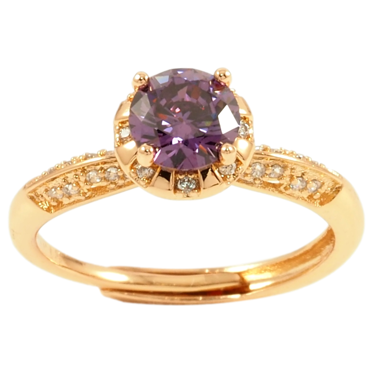 Каблучка Xuping Позолота 18K «Бузковий фіаніт в оправі з цирконієм» фото №7