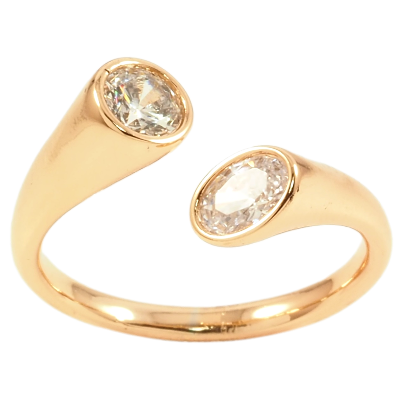 Каблучка Xuping Позолота 18K «Два кристали» фото №17