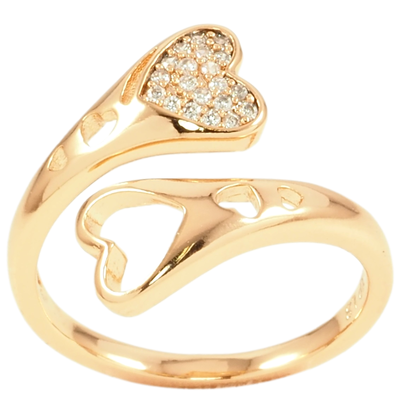 Каблучка Xuping Позолота 18K «Сердечка з цирконієм» фото №2