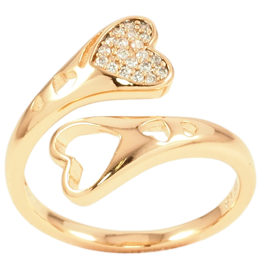 Кольцо Xuping Позолота 18K Сердечки с цирконием фото №1