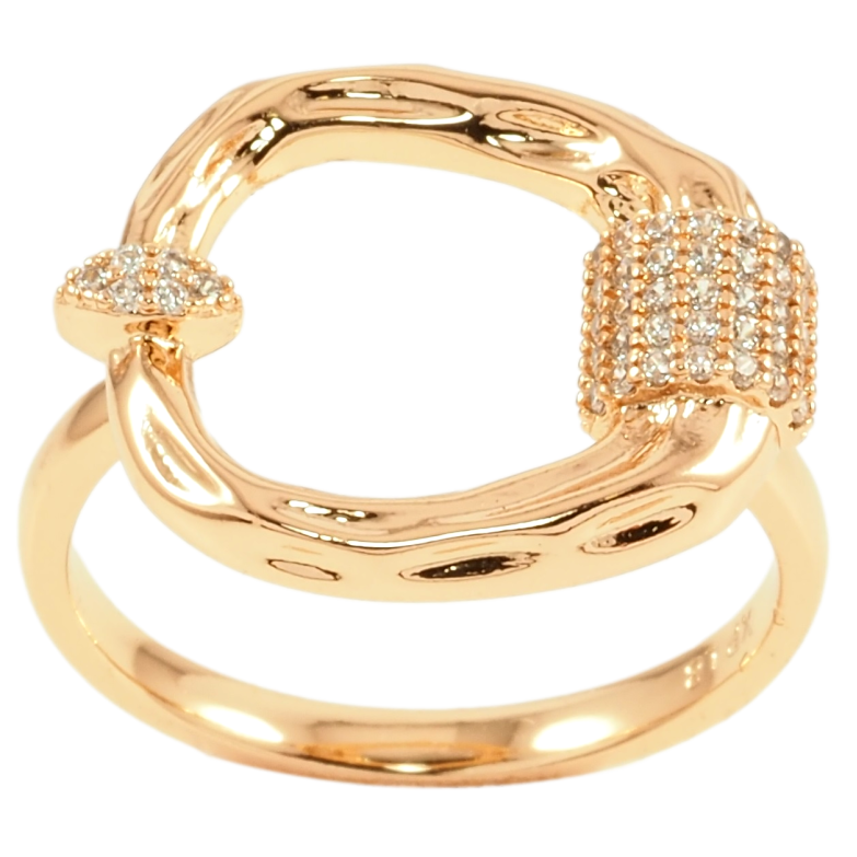 Кольцо Xuping Позолота 18K Декоративный круг с цирконием фото №8